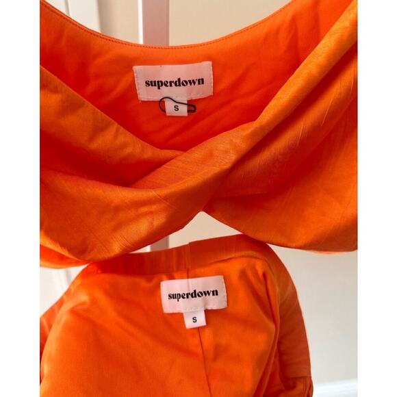 Superdown Joana Maxi Skirt Set in Tangerine Orange size Small - Picture 4 of 9